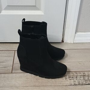 Elegant Black Wedge Ankle Boots